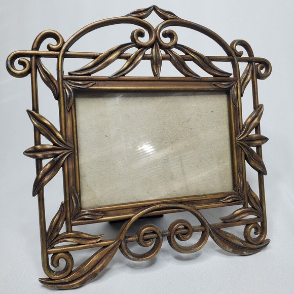 Vintage Terragrafics 1996 Nouveau Style Distressed Brass Metal Picture Frame 3x5 - Picture 2 of 13